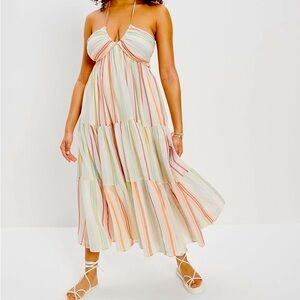 American Eagle striped summer halter dress